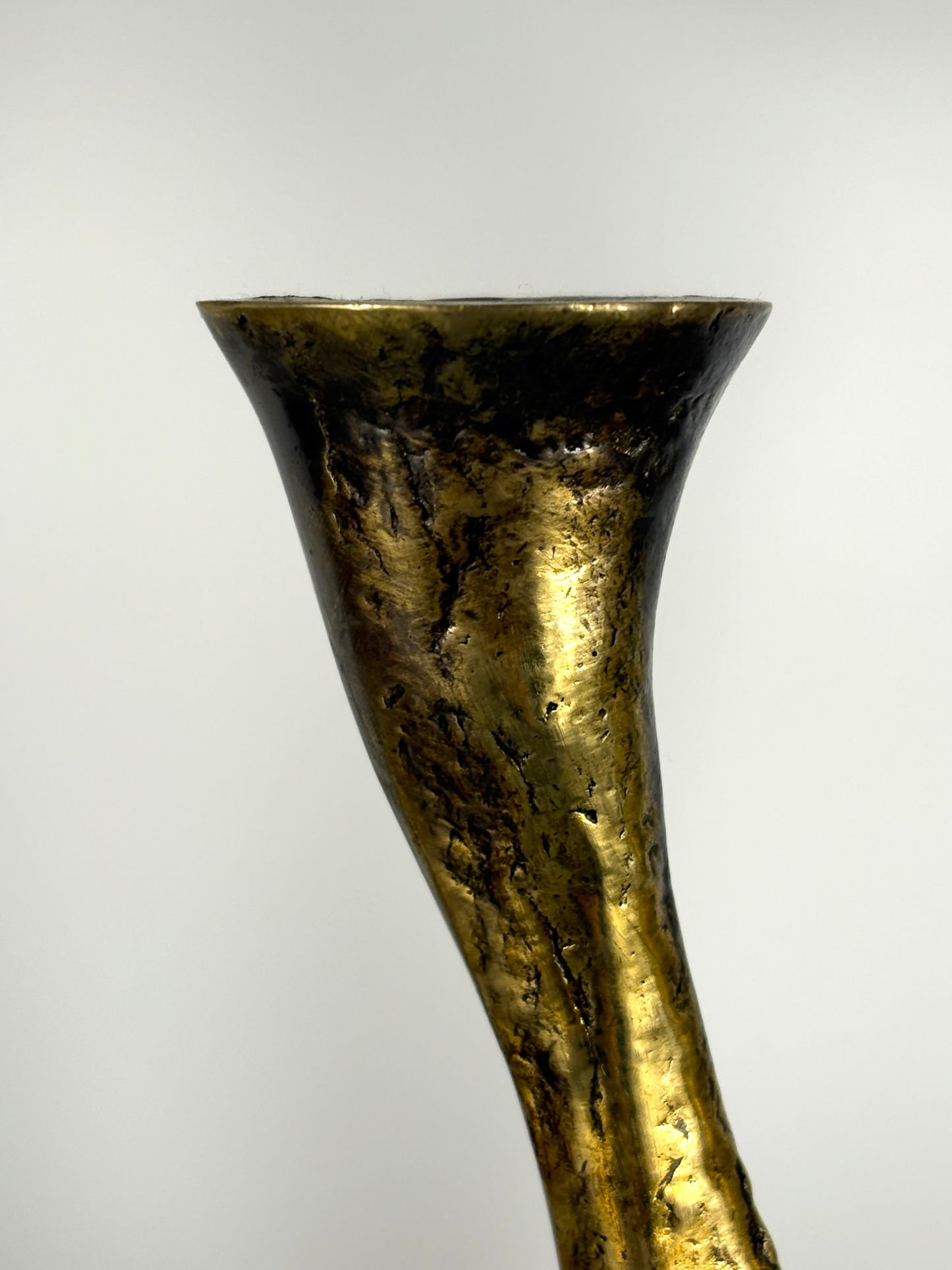 MCM Brutalist Messing Kerzenständer von Horst Dalbeck, West Germany 1970er Jahre