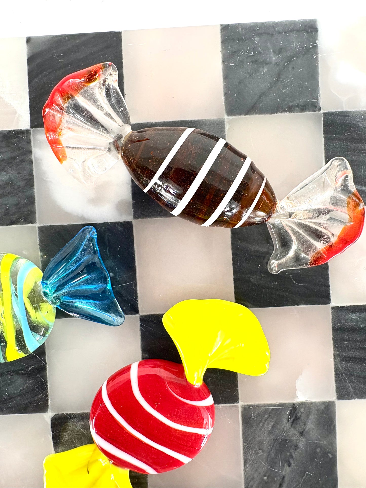 Handgemachte bunte Glasbonbons im Murano-Stil, Italien 1960er Jahre (3er Set)