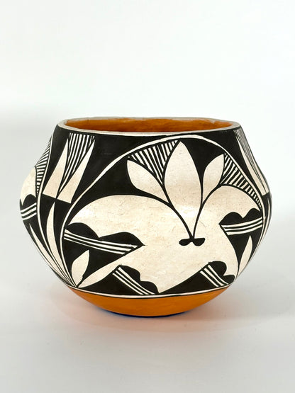 Southwestern Native American Acoma Keramikvase mit feinem Linienmuster