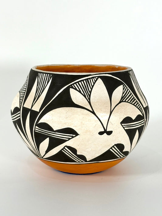 Southwestern Native American Acoma Keramikvase mit feinem Linienmuster