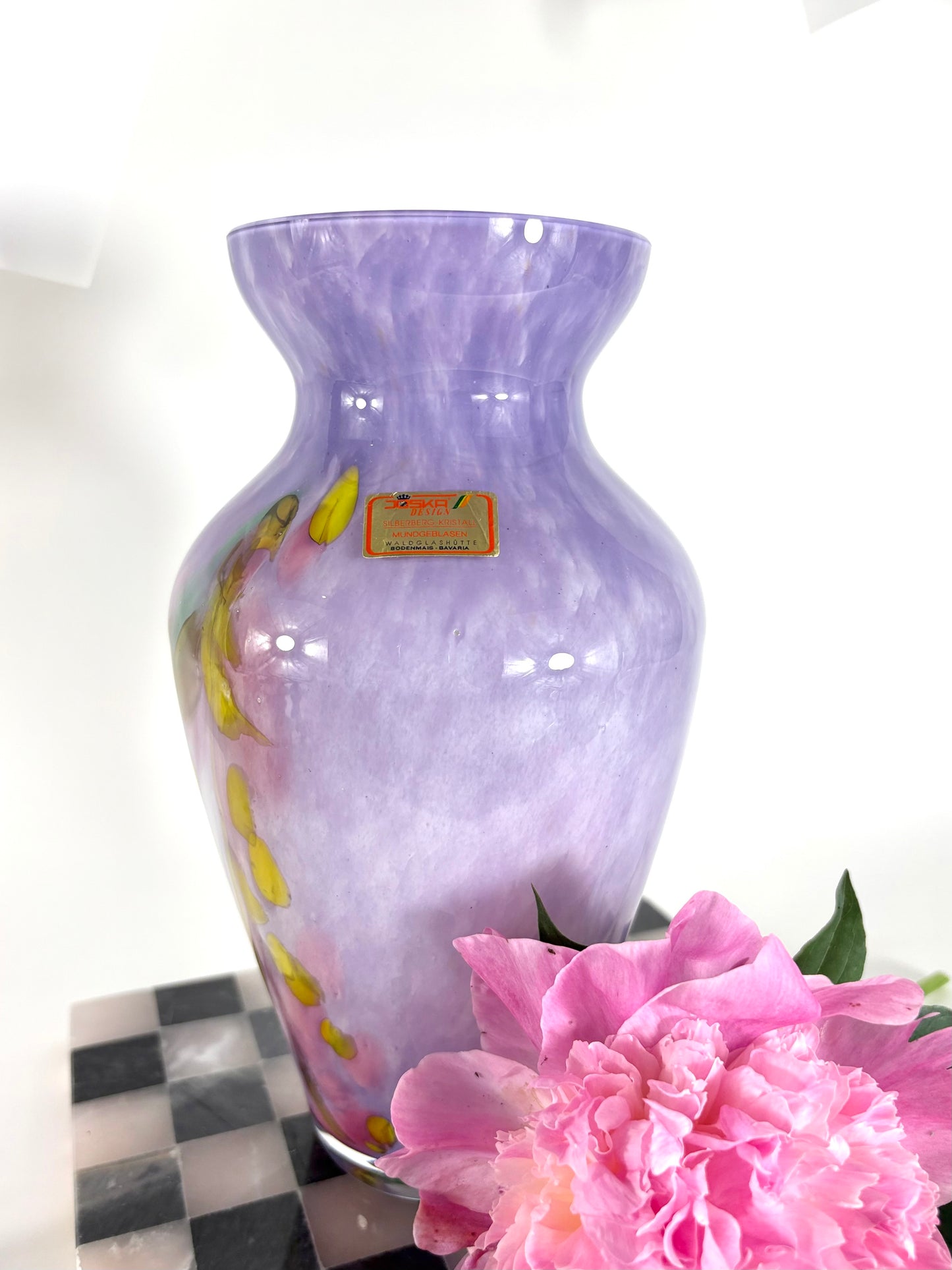Mundgeblasene Joska Design Silberberg-Kristall Vase der 60er Jahre