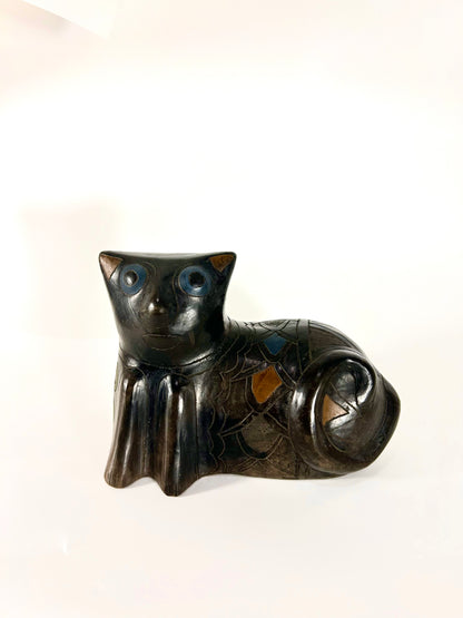 Manuel Felguerez Mexican Oaxaca Katze aus schwarzem Ton, traditional Mexican folk art