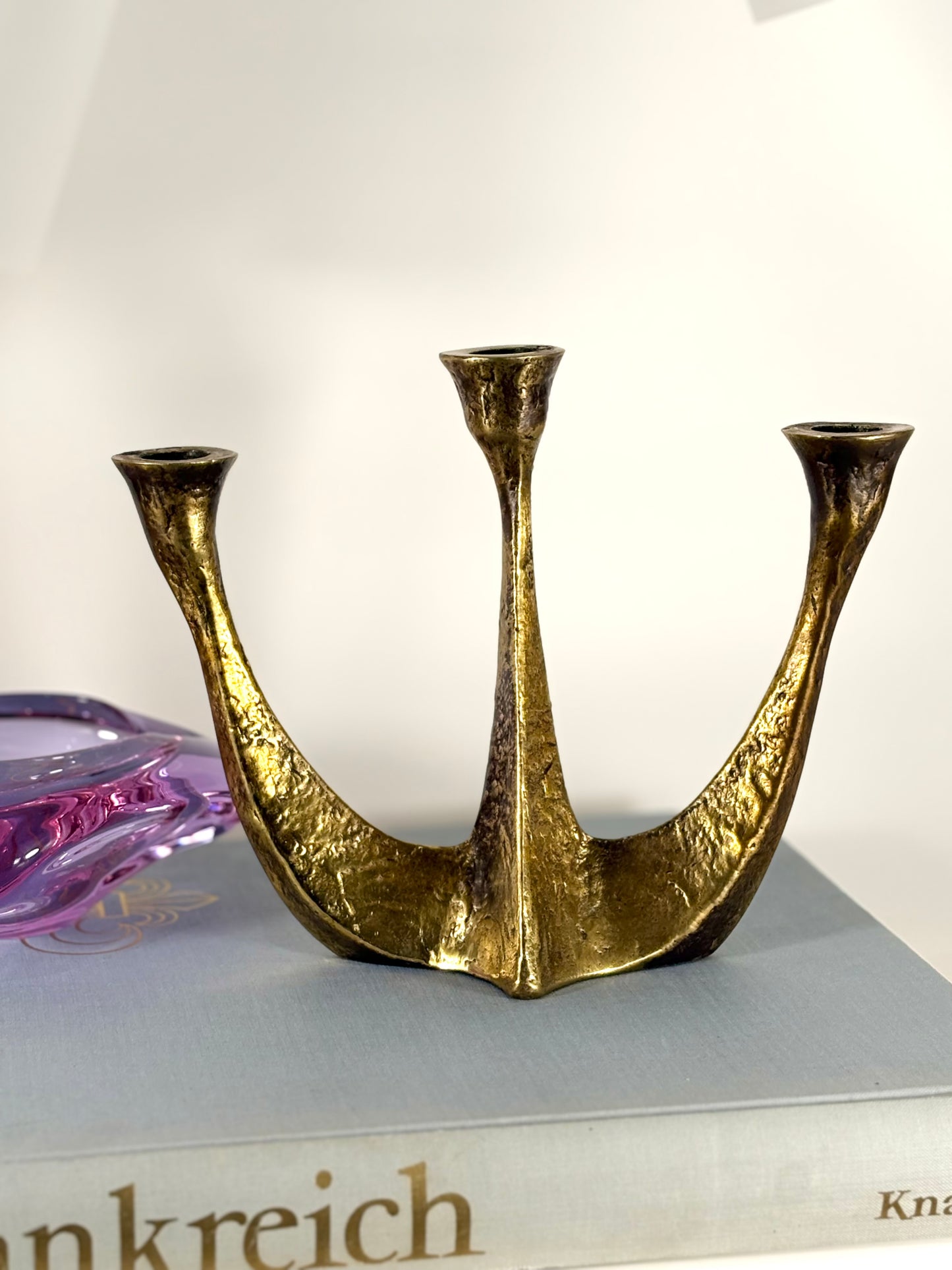 MCM Brutalist Messing Kerzenständer von Horst Dalbeck, West Germany 1970er Jahre