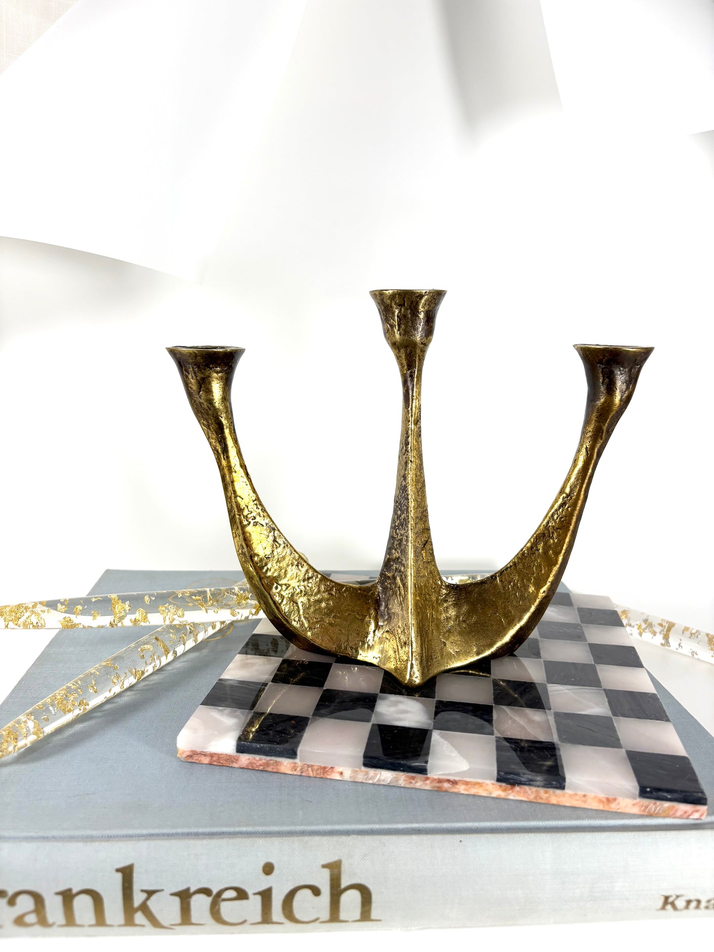 MCM Brutalist Messing Kerzenständer von Horst Dalbeck, West Germany 1970er Jahre