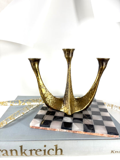 MCM Brutalist Messing Kerzenständer von Horst Dalbeck, West Germany 1970er Jahre