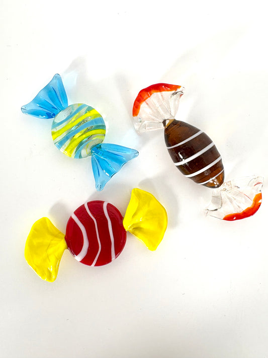 Handgemachte bunte Glasbonbons im Murano-Stil, Italien 1960er Jahre (3er Set)