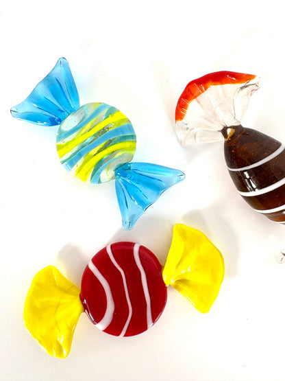 Handgemachte bunte Glasbonbons im Murano-Stil, Italien 1960er Jahre (3er Set)