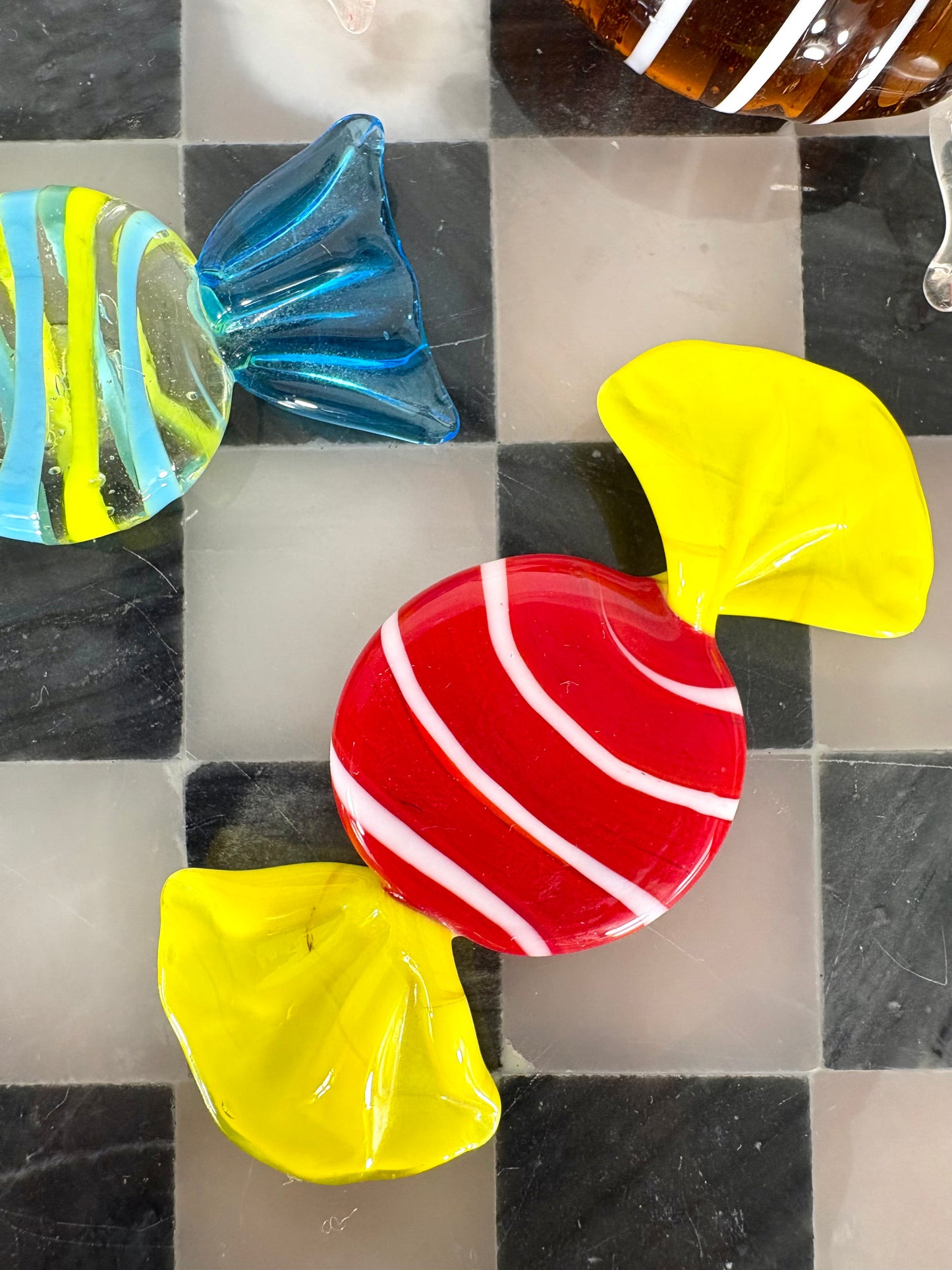 Handgemachte bunte Glasbonbons im Murano-Stil, Italien 1960er Jahre (3er Set)