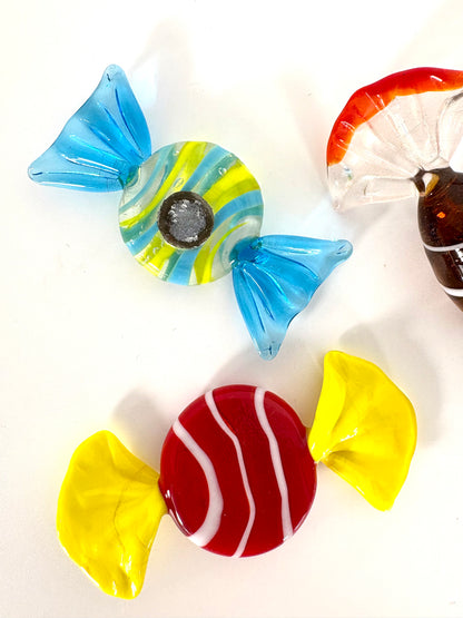 Handgemachte bunte Glasbonbons im Murano-Stil, Italien 1960er Jahre (3er Set)