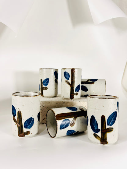 Japanische OMC Otagiri Sake Becher aus Steingut mit mattem finish (6er Set)