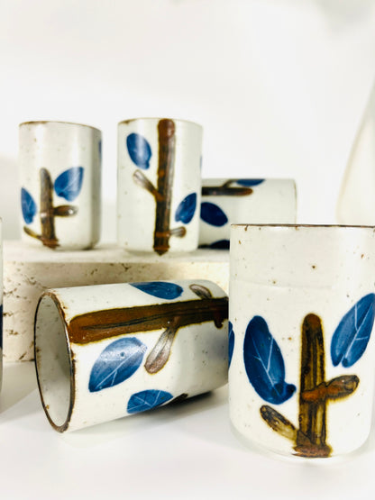 Japanische OMC Otagiri Sake Becher aus Steingut mit mattem finish (6er Set)