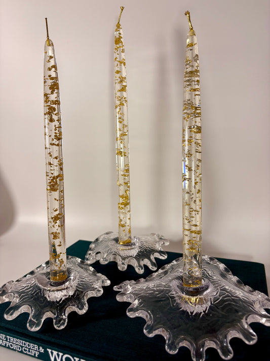 "Splash" Kerzenhalter Scandinavian Mid Century Design Glas, Pukeberg Sweden (3er Set)