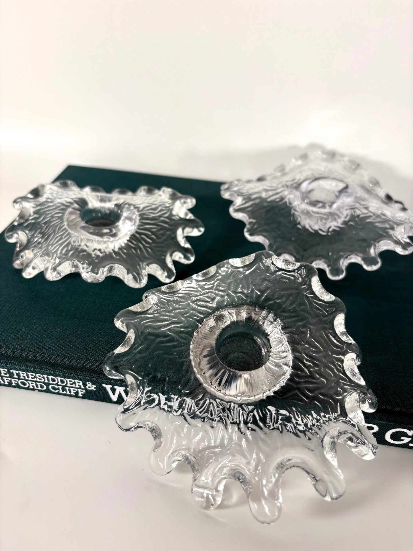 "Splash" Kerzenhalter Scandinavian Mid Century Design Glas, Pukeberg Sweden (3er Set)