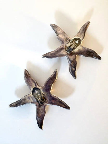 Große Vintage LGW Sterling silver 925 Clip-on Statement Ohrringe