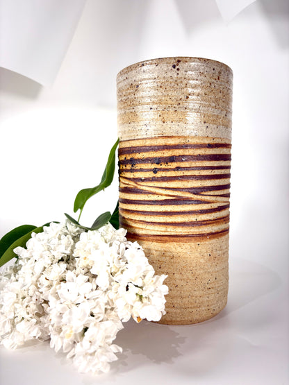 Dänische Tue Poulsen Zylinder Art Studiokeramik Vase aus den 1960er Jahren